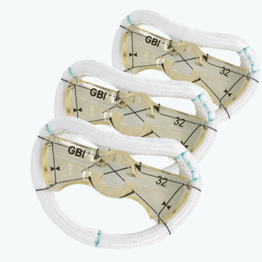 Three TruForm™ Sievers annuloplasty bands for mitral valve repair by Genesee Biomedical