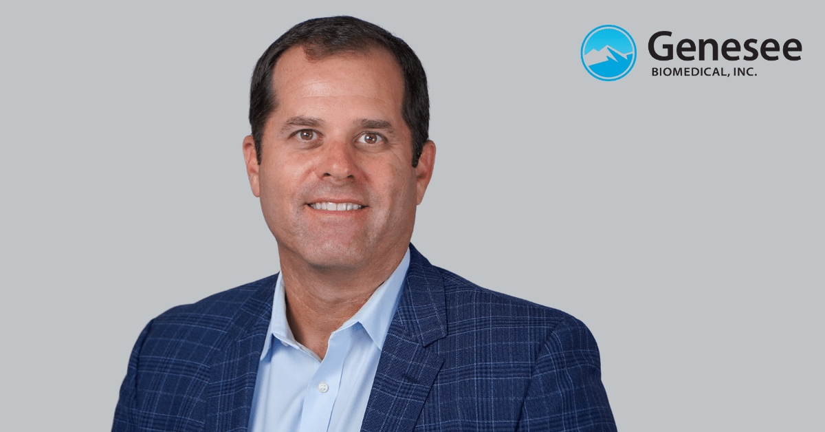 Matt Dambeck, Chief Executive Officer of Genesee BioMedical, pictured with the company logo.