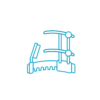 retractor-cardiac-surgery-icon-genesee-biomedical Blue icon representing the Genesee BioMedical curved retractor for cardiac surgery.